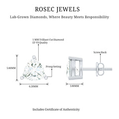 Trilliant Cut 5 MM Lab Grown Diamond Solitaire Stud Earrings