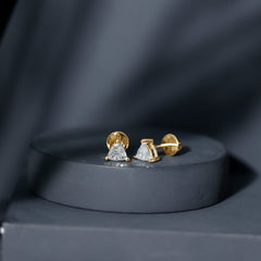 Trilliant Cut 5 MM Lab Grown Diamond Solitaire Stud Earrings