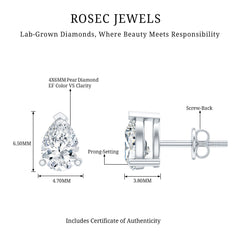 Certified 0.7 Carat Lab Grown Diamond Stud Earrings in Sterling Silver