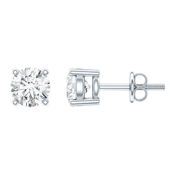 Certified Cubic Zirconia Half Carat Stud Earrings with Screw Back