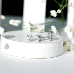 Certified Cubic Zirconia Half Carat Stud Earrings with Screw Back