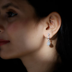 Certified CZ and Silver Teardrop Dangle Earrings for Wedding