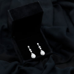 Certified CZ and Silver Teardrop Dangle Earrings for Wedding