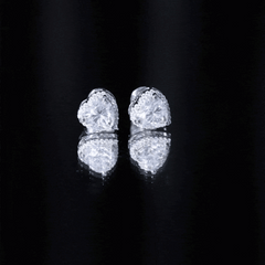 Certified 4 Carat Cubic Zirconia Heart Stud Earrings For Women