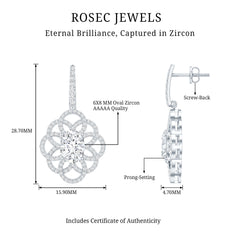 Certified 2.58 Carat Oval Cubic Zirconia Statement Flower Earrings for Women