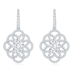Certified 2.58 Carat Oval Cubic Zirconia Statement Flower Earrings for Women