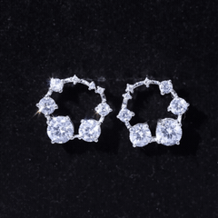 Cubic Zirconia Big Stud Earrings with Screw Backs