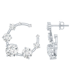 Cubic Zirconia Big Stud Earrings with Screw Backs
