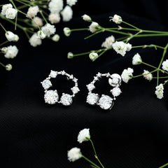 Cubic Zirconia Big Stud Earrings with Screw Backs