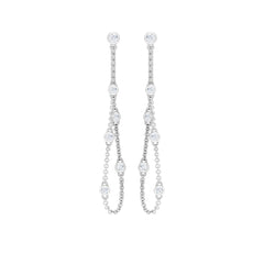 Bezel Set Real Diamond Chain Earrings