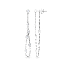 Bezel Set Real Diamond Chain Earrings