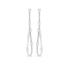 Bezel Set Real Diamond Chain Earrings