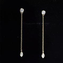 Certified Diamond Dangle Chain Earrings in Bezel Setting
