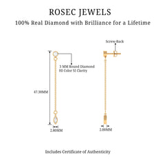 Certified Diamond Dangle Chain Earrings in Bezel Setting
