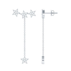 Natural Diamond Star Dangle Earrings