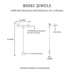 Natural Diamond Star Dangle Earrings