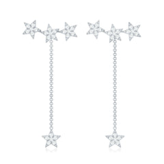 Natural Diamond Star Dangle Earrings