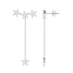 Natural Diamond Star Dangle Earrings