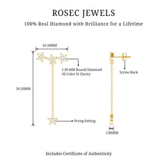 Natural Diamond Star Dangle Earrings