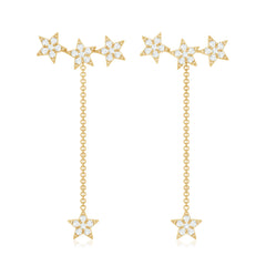 Natural Diamond Star Dangle Earrings