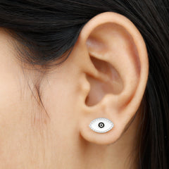 Enamel Evil Eye Stud Earrings for Women