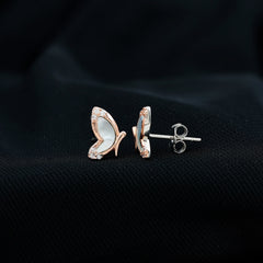Natural Mother of Pearl Butterfly Wings Earrings in Silver