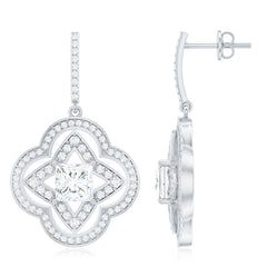 Certified Lab Grown Diamond Floral Drop Earrings