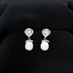 Sterling Silver 12 Carat Freshwater Pearl Drop Earrings with Certificate