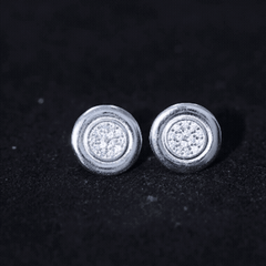 Sterling Silver Cubic Zirconia Cluster Earrings in Illusion Set