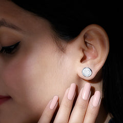 Sterling Silver Cubic Zirconia Cluster Earrings in Illusion Set