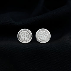Sterling Silver Cubic Zirconia Cluster Earrings in Illusion Set