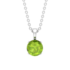 2 CT Round Cut Peridot Solitaire Pendant Necklace