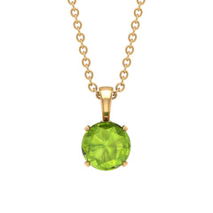 2 CT Round Cut Peridot Solitaire Pendant Necklace