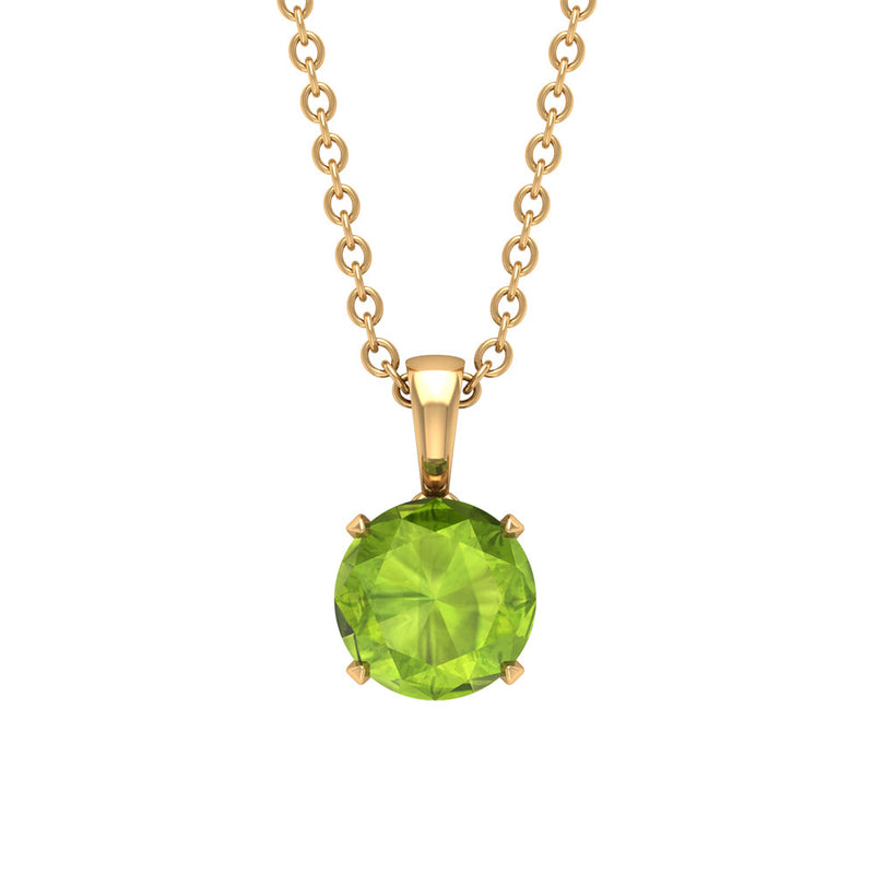 2 CT Round Cut Peridot Solitaire Pendant Necklace