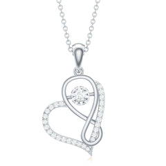 Womens Moissanite Infinity Heart Pendant Necklace With Chain