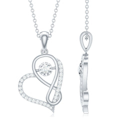 Womens Moissanite Infinity Heart Pendant Necklace With Chain