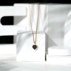 2 CT Heart Shape Black Onyx Solitaire Pendant