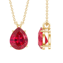 3 CT Pear Cut Lab Grown Ruby Solitaire Pendant Necklace