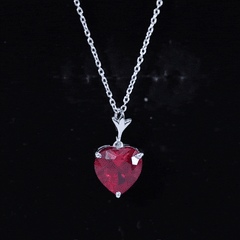10 MM Lab Grown Ruby Solitaire Heart Necklace