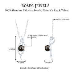 7.5 Carat Solitaire Black Pearl Leaf Pendant Necklace