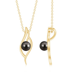 7.5 Carat Solitaire Black Pearl Leaf Pendant Necklace