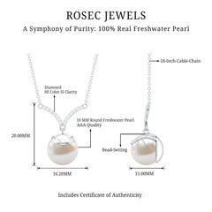 Real Freshwater Pearl Drop Necklace with Diamond