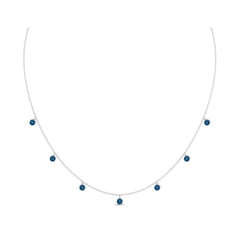 Real London Blue Topaz Station Necklace in Bezel Setting