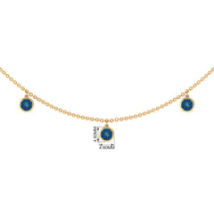 Real London Blue Topaz Station Necklace in Bezel Setting