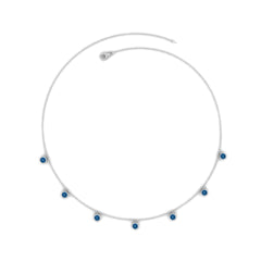 Real London Blue Topaz Station Necklace in Bezel Setting