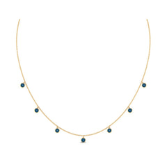 Real London Blue Topaz Station Necklace in Bezel Setting