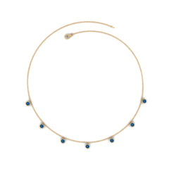 Real London Blue Topaz Station Necklace in Bezel Setting