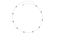 Pear Cut Created Blue Sapphire and Diamond Station Chain Necklace
