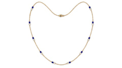 Pear Cut Created Blue Sapphire and Diamond Station Chain Necklace