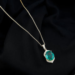 Lab Grown Emerald Vintage Inspired Pendant Necklace with Diamond